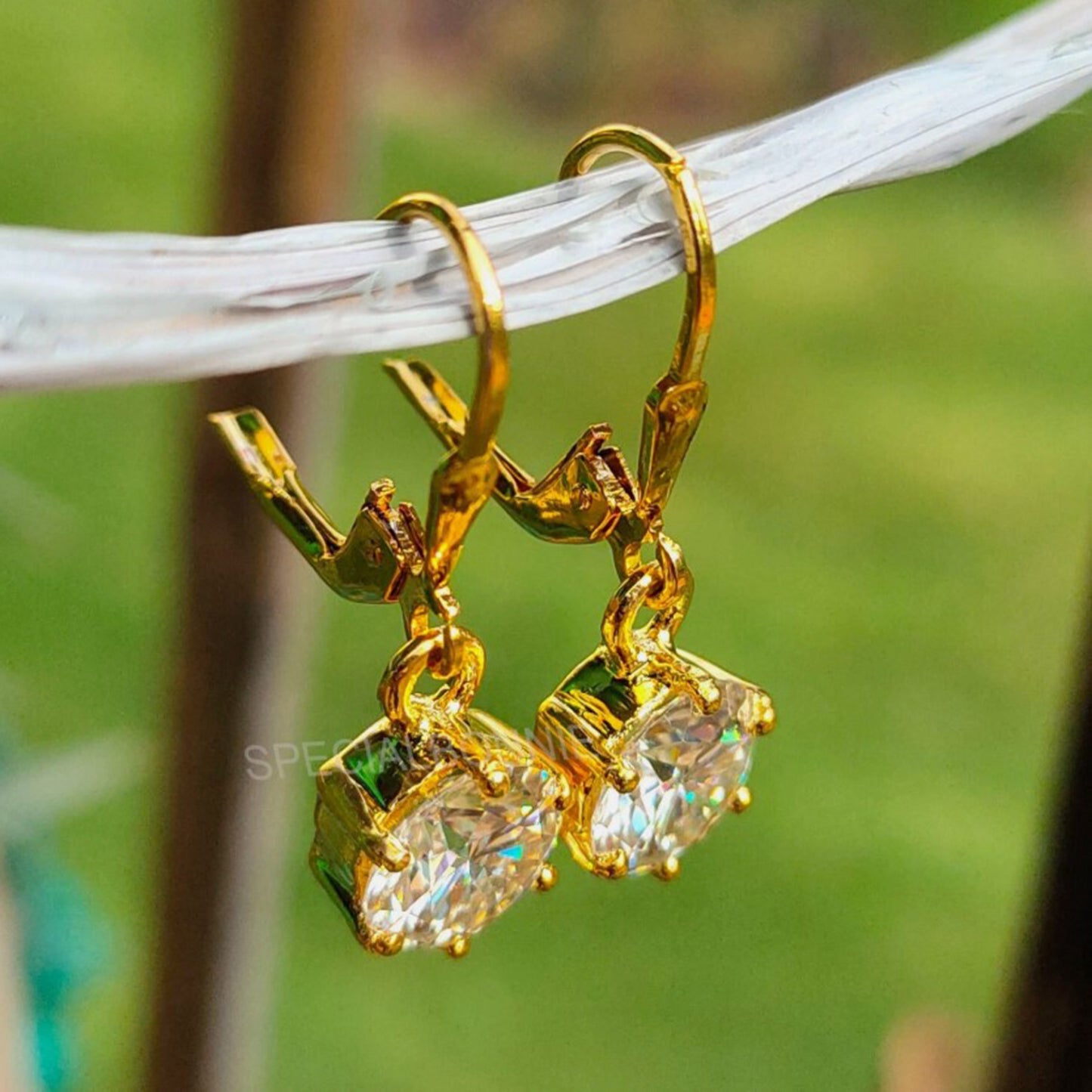 4.00 Ct Certified White Moissanite Round Cut Earrings In Gold Vermeil Jewelry
