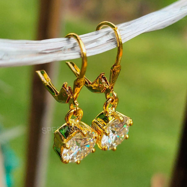 4.00 Ct Certified White Moissanite Round Cut Earrings In Gold Vermeil Jewelry