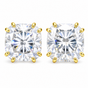 5 ct DEW Certified Cushion Cut Moissanite Solitaire Studs In Gold Vermeil