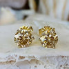 4 ct DEW Certified Champagne Moissanite Solitaire Studs In Gold Vermeil