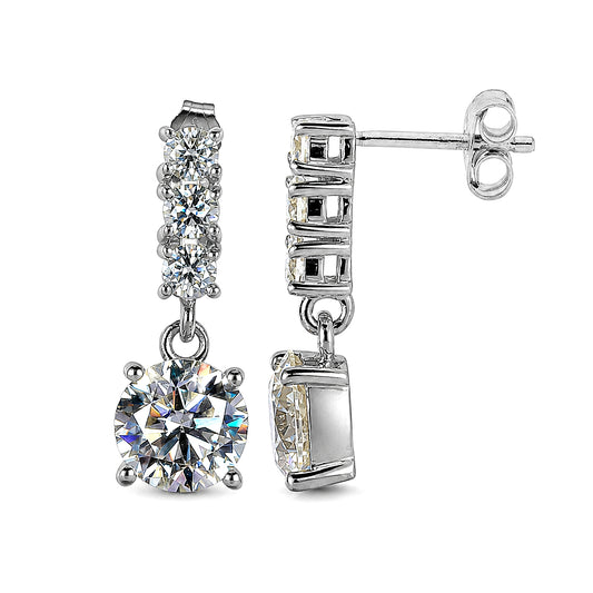 5.00 Ct Certified Moissanite Solitaire Earrings In Gold Vermeil For Gift
