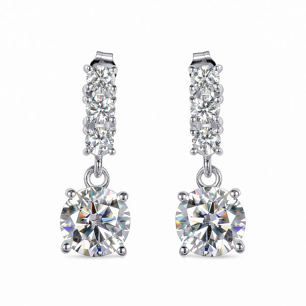 5.00 ct DEW Certified Moissanite Solitaire Earrings In Gold Vermeil For Gift