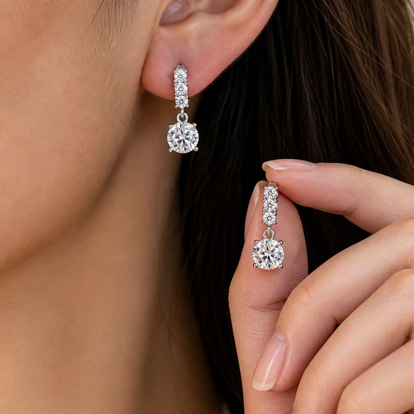5.00 ct DEW Certified Moissanite Solitaire Earrings In Gold Vermeil For Gift