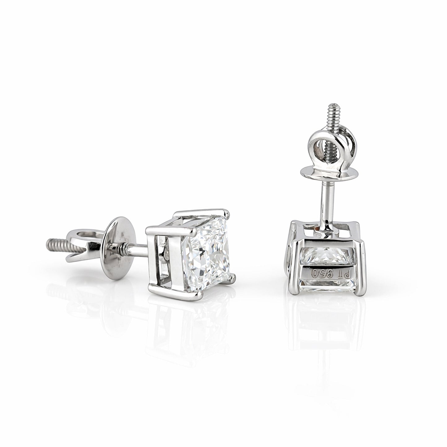 Close-up of single princess cut lab diamond, F colour VS1 clarity grade