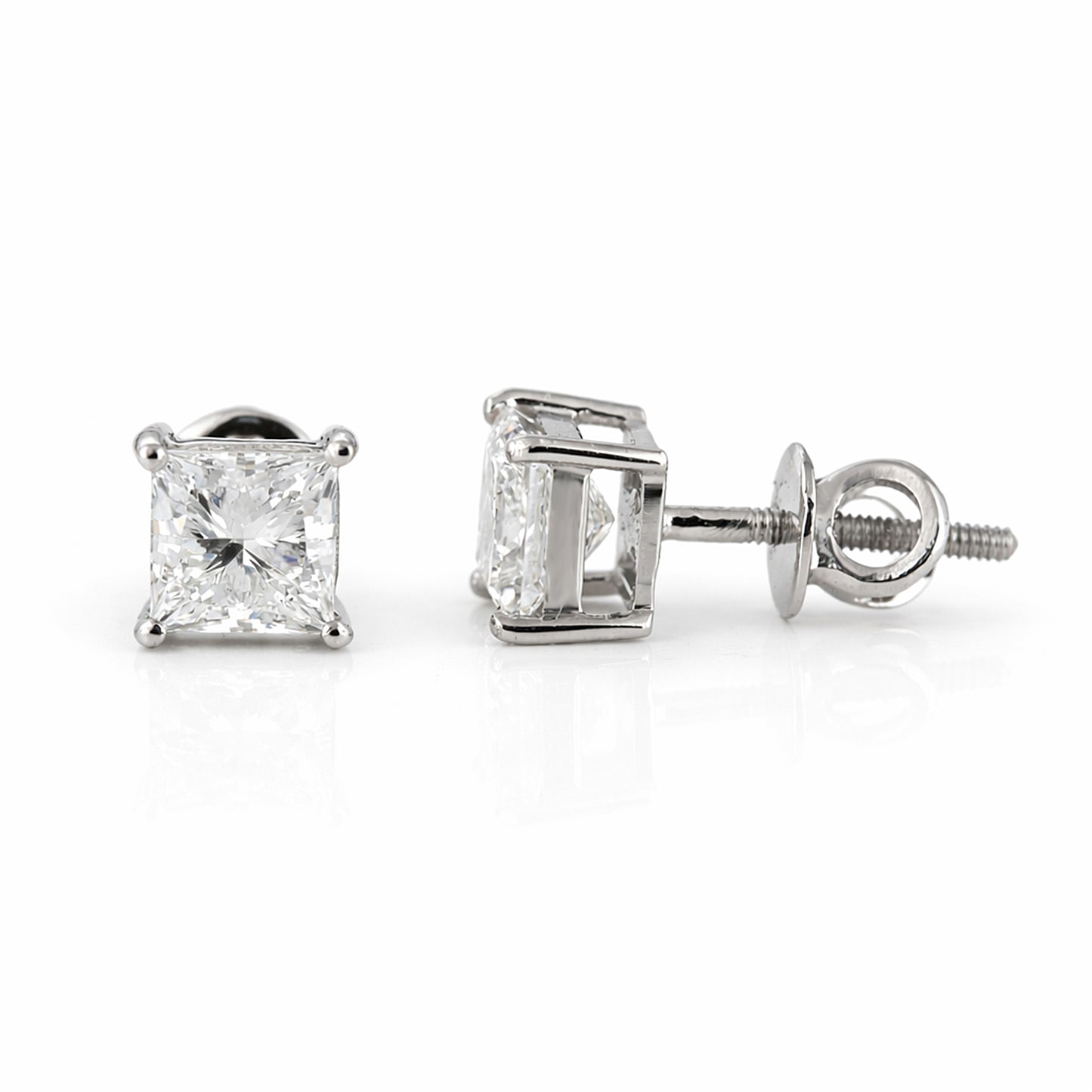 4.00 ct DEW Princess White Moissanite Studs Gold Vermeil – 4th July Festival Pick