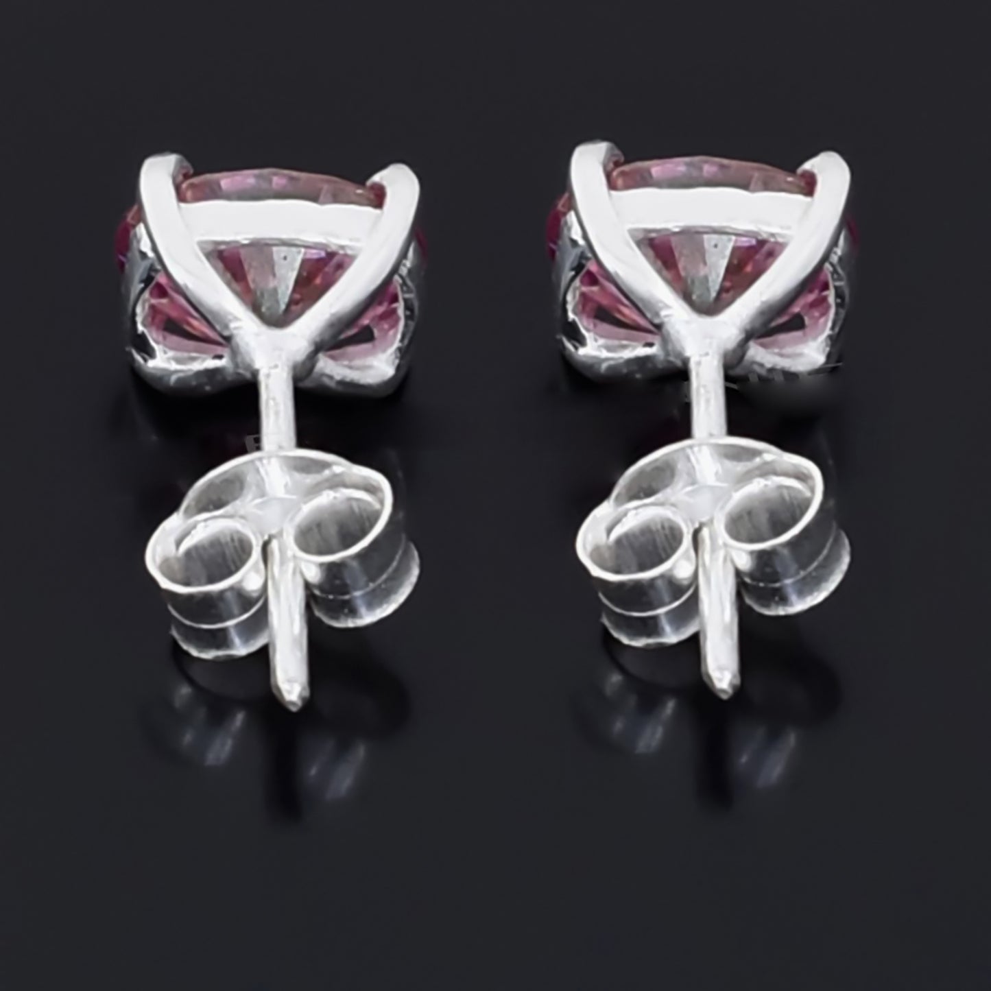 3Ct Certified Pink Moissanite Solitaire Studs In Gold Vermeil For Wife