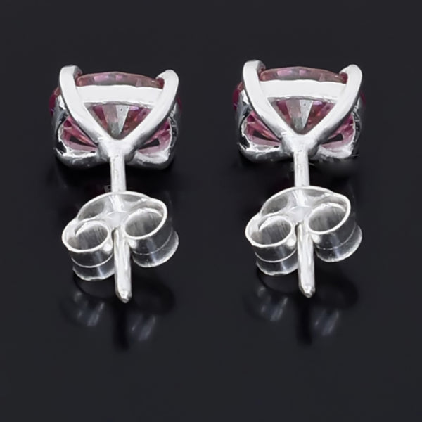 3Ct Certified Pink Moissanite Solitaire Studs In Gold Vermeil For Wife