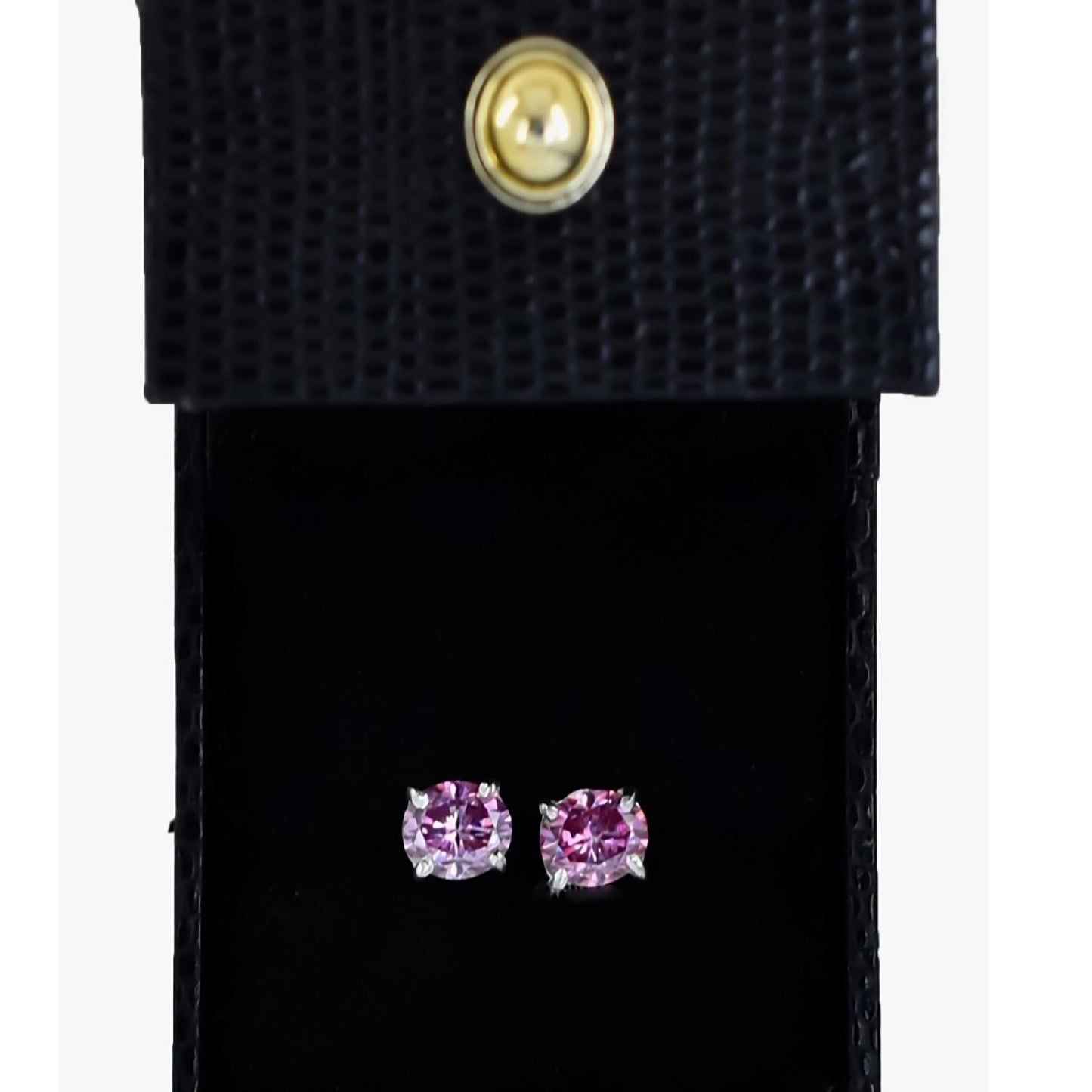3Ct Certified Pink Moissanite Solitaire Studs In Gold Vermeil For Wife