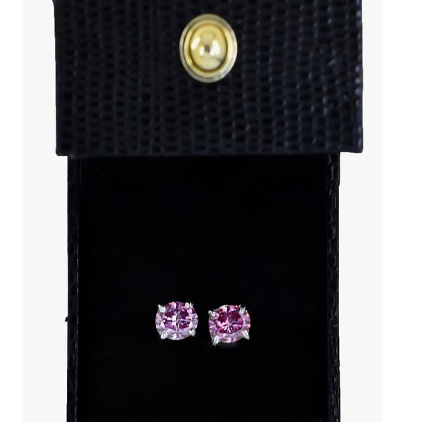 3Ct Certified Pink Moissanite Solitaire Studs In Gold Vermeil For Wife