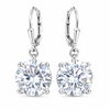 7.3 ct DEW White Moissanite Solitaire Dangler Earrings In Gold Vermeil