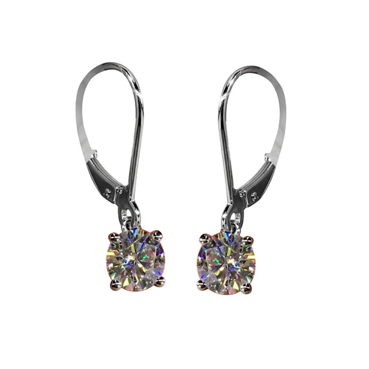4 Ct Certified White Moissanite Gold Vermeil Dangler Earrings In Gold Vermeil