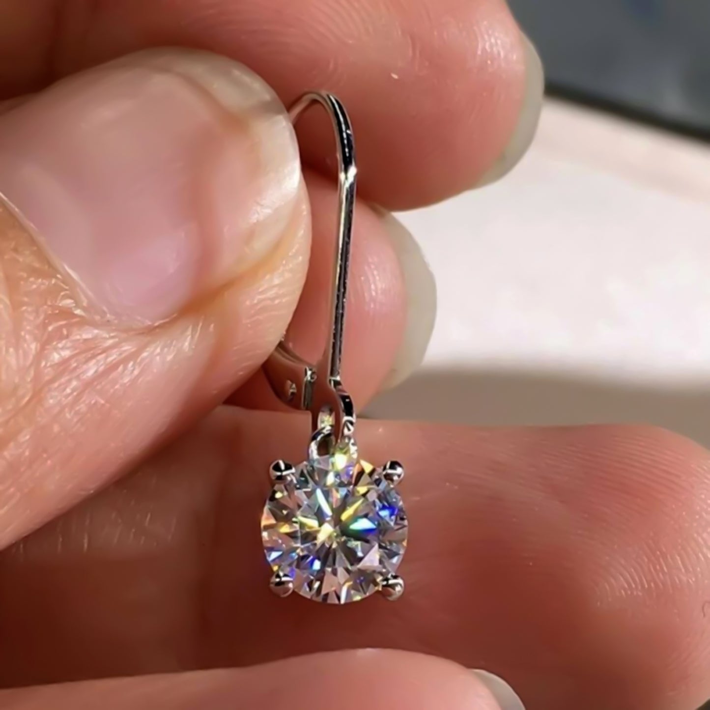 4 Ct Certified White Moissanite Gold Vermeil Dangler Earrings In Gold Vermeil
