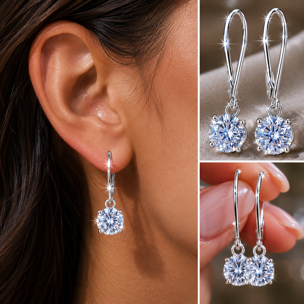 4 ct DEW Certified White Moissanite Gold Vermeil Dangler Earrings In Gold Vermeil