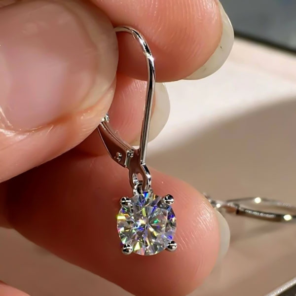 4 Ct Certified White Moissanite Gold Vermeil Dangler Earrings In Gold Vermeil