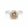 3.45 Ct Champagne Moissanite Round Solitaire Ring - 925 Sterling Silver Gold Vermeil