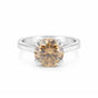 3.45 Ct Champagne Moissanite Round Solitaire Ring - 925 Sterling Silver Gold Vermeil