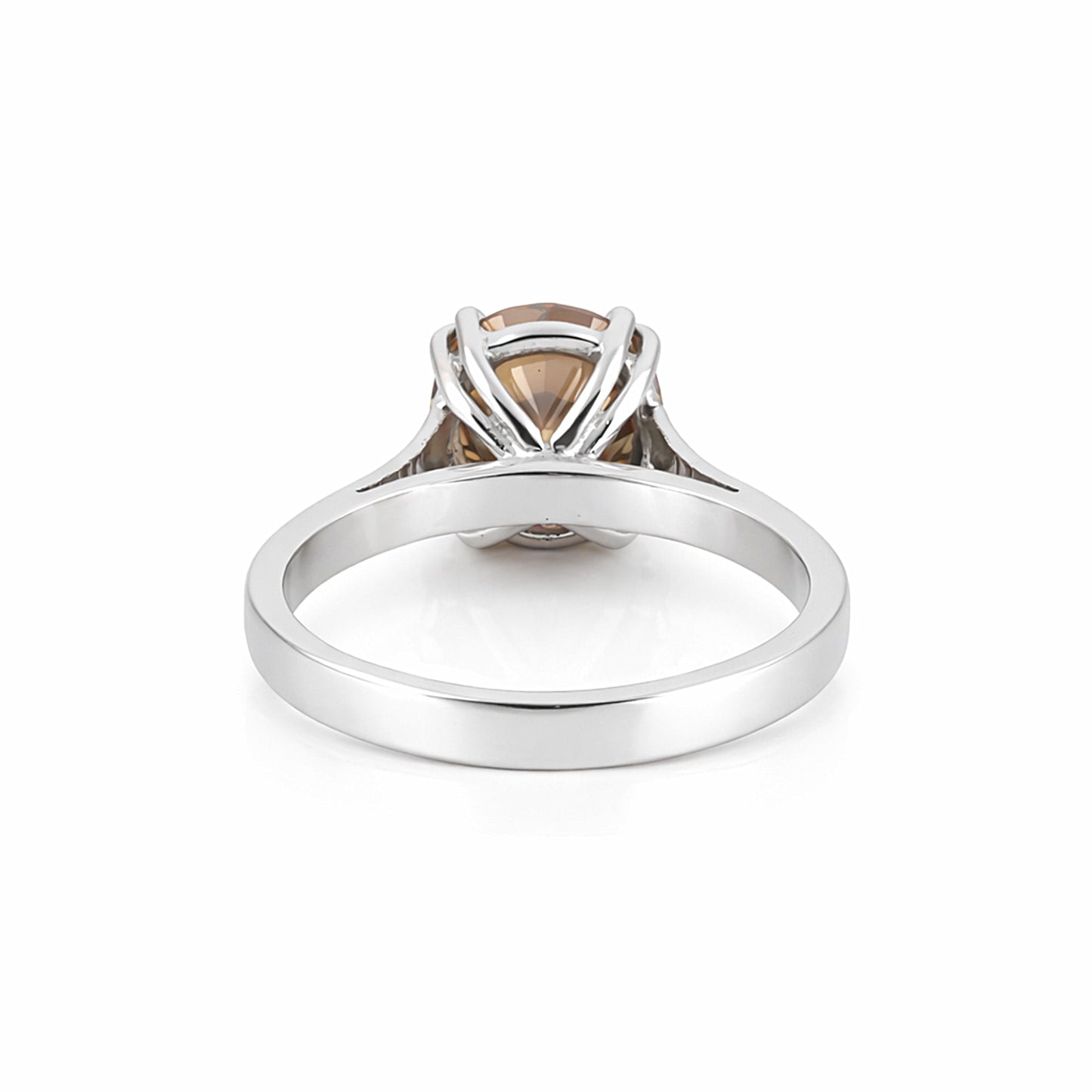 3.45 Ct Champagne Moissanite Round Solitaire Ring - 925 Sterling Silver Gold Vermeil