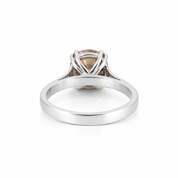 3.45 Ct Champagne Moissanite Round Solitaire Ring - 925 Sterling Silver Gold Vermeil