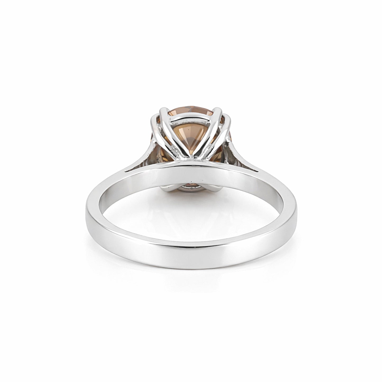 3.21 Ct Round Cut Champagne Lab Grown Diamond Ring — VS1 Clarity, 18k Gold Vermeil