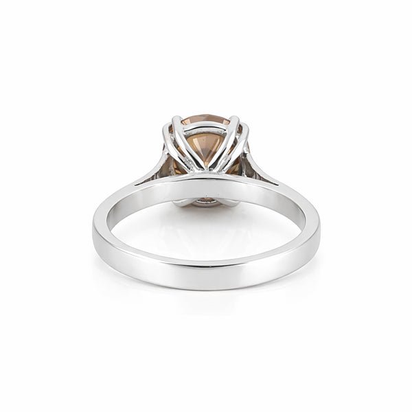 3.21 Ct Round Cut Champagne Lab Grown Diamond Ring — VS1 Clarity, 18k Gold Vermeil