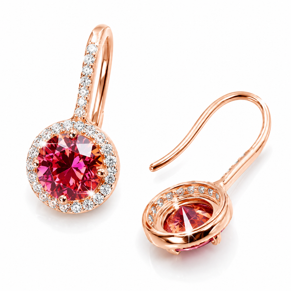 4.00 ct DEW Certified Pink Moissanite Solitaire Earrings In Gold Vermeil
