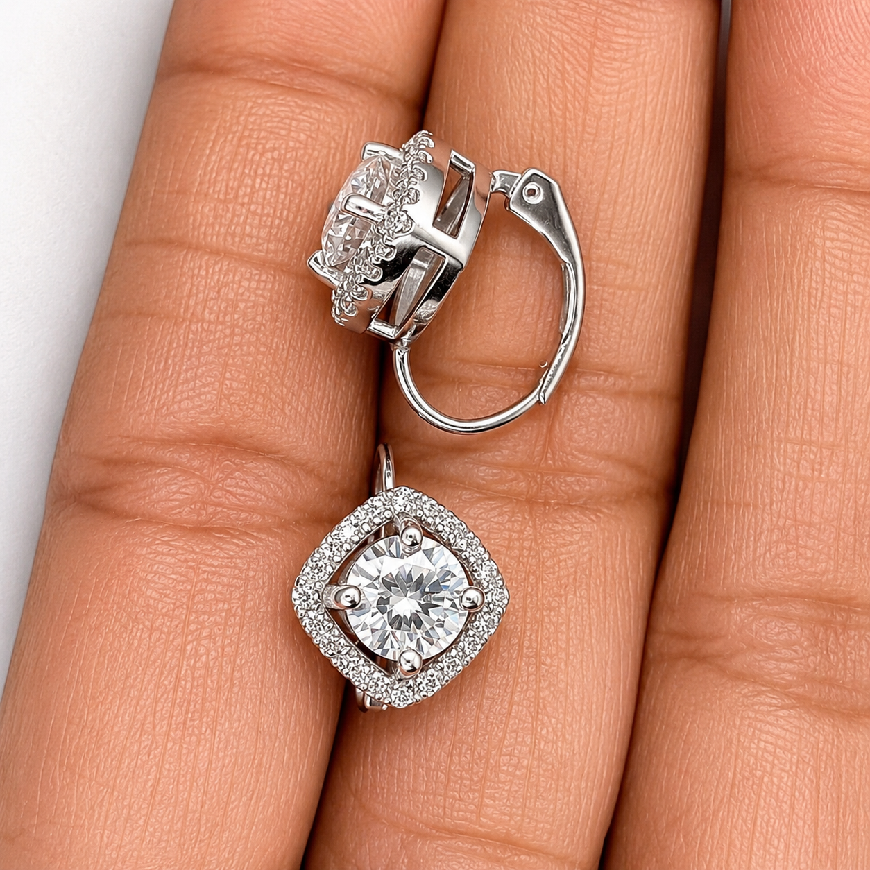 Certified 4.00 ct DEW White Moissanite Dangler Earrings In Gold Vermeil