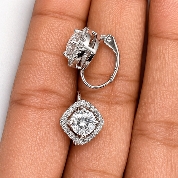 Certified 4.00 ct DEW White Moissanite Dangler Earrings In Gold Vermeil