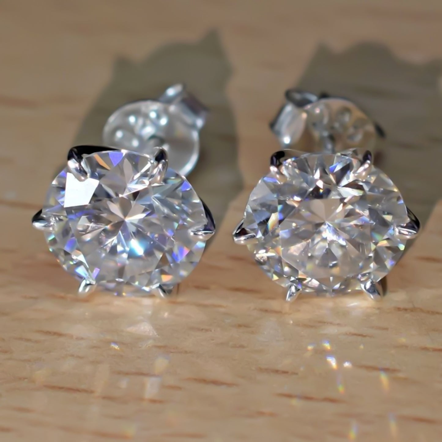 10.00 Ct Certified White Moissanite Studs Earrings In Gold Vermeil