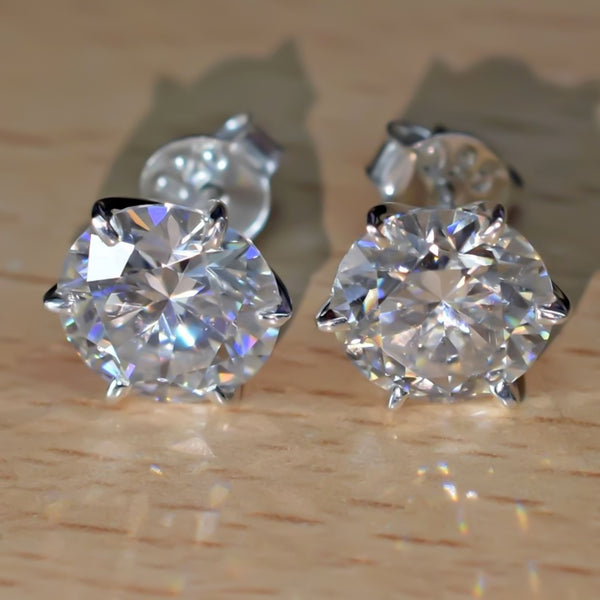 10.00 Ct Certified White Moissanite Studs Earrings In Gold Vermeil