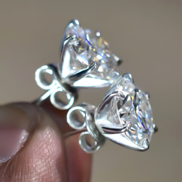 Certified 10.00 Ct Round Cut White Moissanite Studs In Gold Vermeil