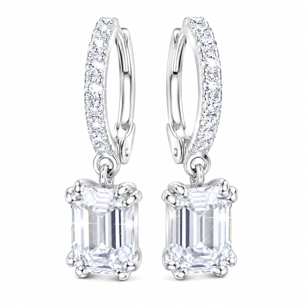 5 ct DEW White Moissanite Solitaire Earrings With Accents In Gold Vermeil