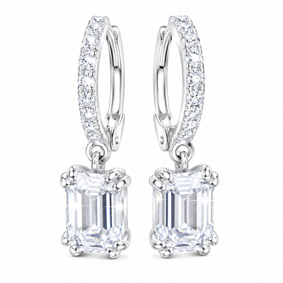 5 ct DEW White Moissanite Solitaire Earrings With Accents In Gold Vermeil