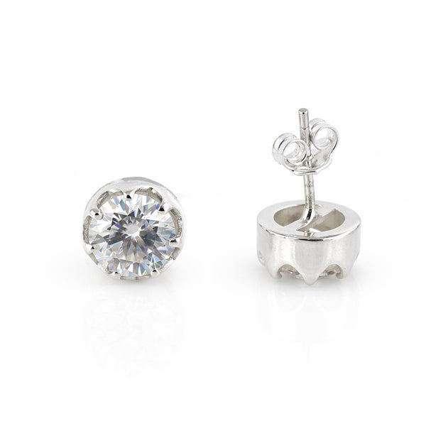 3.20 Ct Round Cut Lab Grown Diamond Stud Earrings VS1 | 18k Gold Vermeil | Gift Her