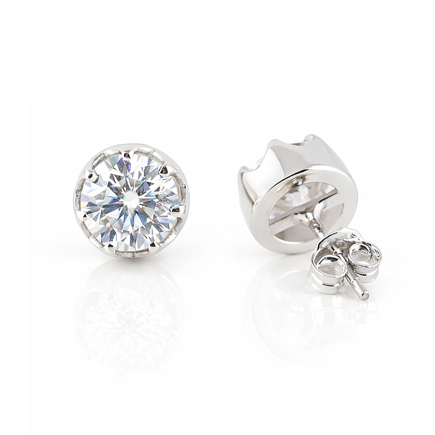 3.20 Ct Round Cut Lab Grown Diamond Stud Earrings VS1 | 18k Gold Vermeil | Gift Her