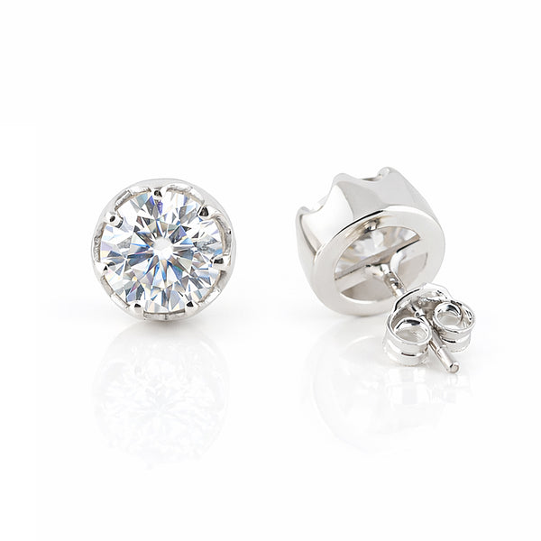 3.20 Ct Round Cut Lab Grown Diamond Stud Earrings VS1 | 18k Gold Vermeil | Gift Her