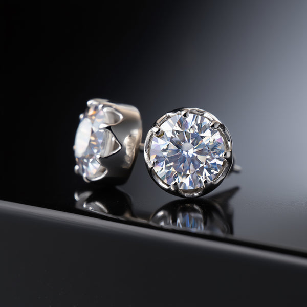 3.20 Ct Round Cut Lab Grown Diamond Stud Earrings VS1 | 18k Gold Vermeil | Gift Her
