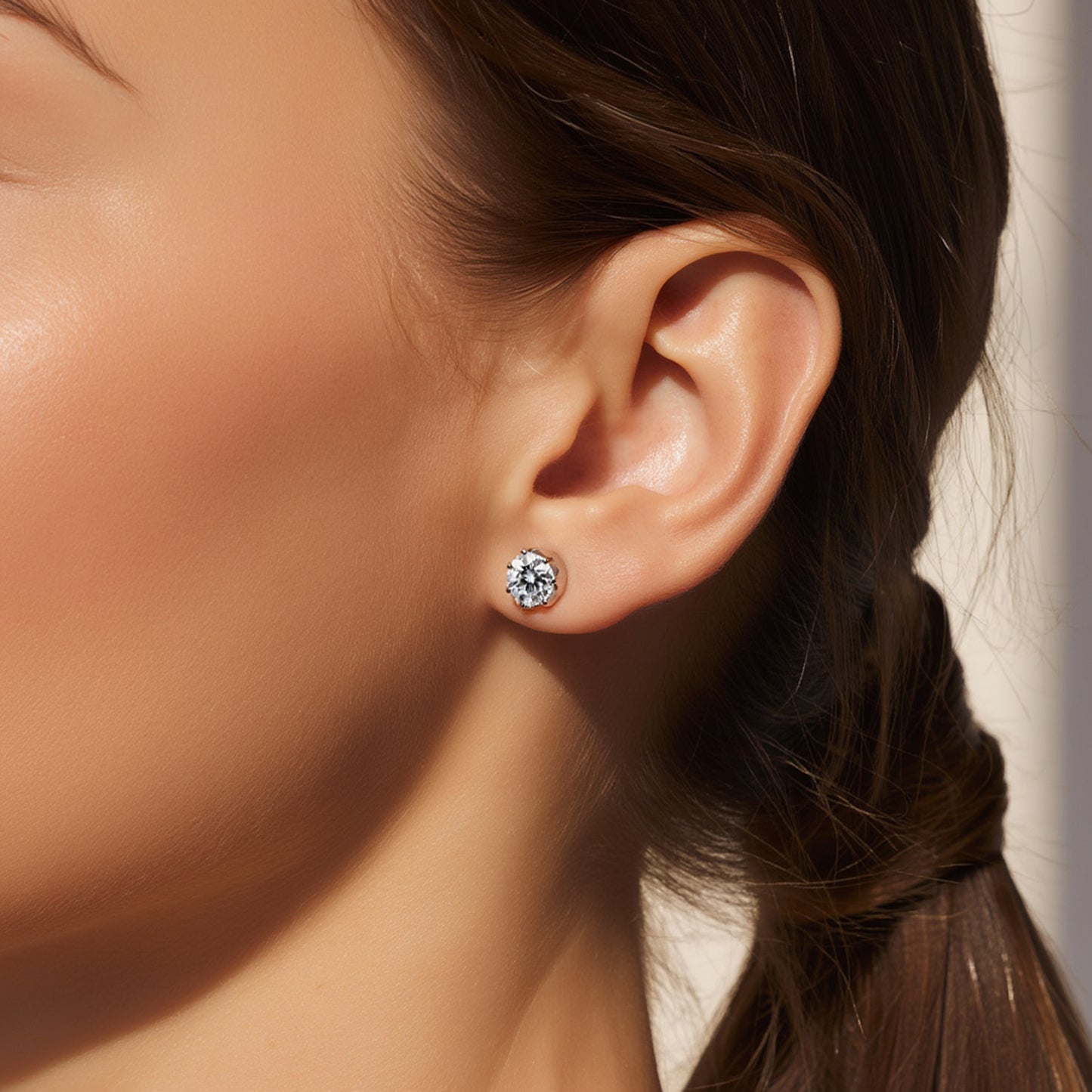 3.20 Ct Round Cut Lab Grown Diamond Stud Earrings VS1 | 18k Gold Vermeil | Gift Her