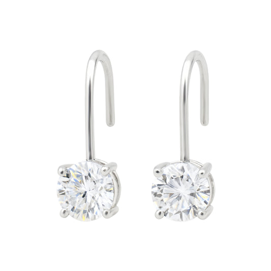 10 ct DEW White Moissanite Dangler Earrings Gold Vermeil Certified Great Sparkle