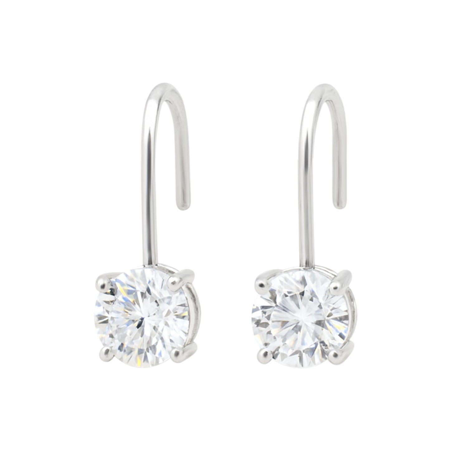 10 ct DEW Certified Round Cut White Moissanite Dangler Earrings Vermeil 925 Silver