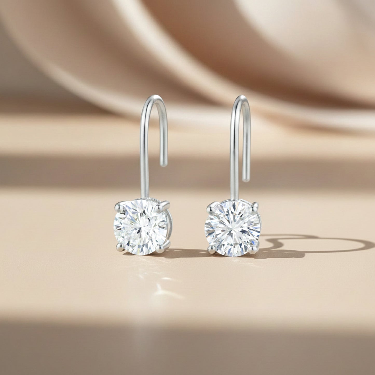 10 ct DEW White Moissanite Dangler Earrings Gold Vermeil Certified Great Sparkle