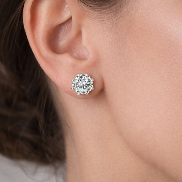 12.00 ct DEW Certified Round Cut Moissanite Studs Earrings In Gold Vermeil