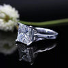 5.0 Ct White Moissanite Princess Solitaire Ring - 925 Sterling Silver Gold Vermeil