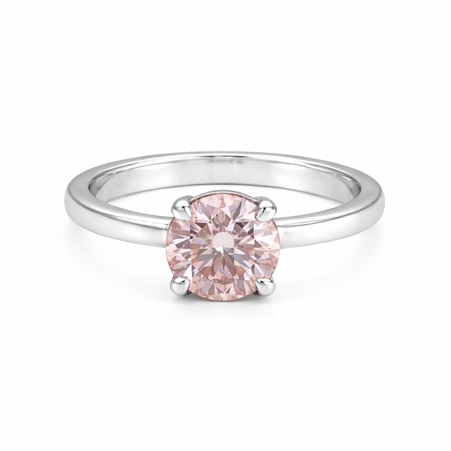 Certified 3 Ct Round Cut Pink Moissanite Solitaire Ring in Gold Plated Vermeil