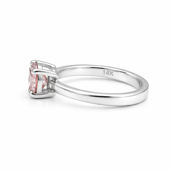 Certified 3 Ct Round Cut Pink Moissanite Solitaire Ring in Gold Plated Vermeil