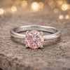 Certified 3 Ct Round Cut Pink Moissanite Solitaire Ring in Gold Plated Vermeil