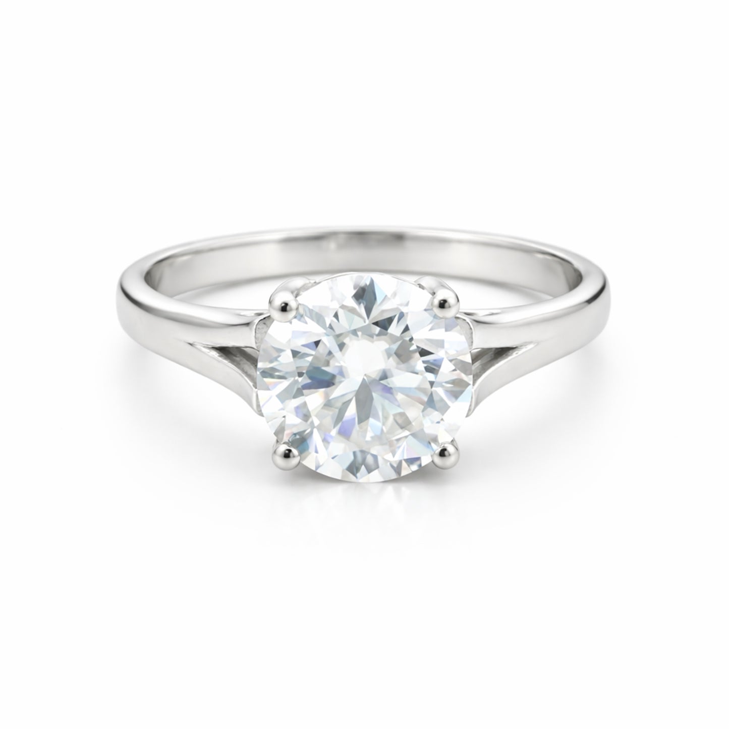 3 Ct Round Cut White Moissanite Solitaire Ring In Gold Vermeil Certified