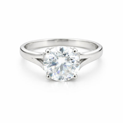 3 Ct Round Cut White Moissanite Solitaire Ring In Gold Vermeil Certified