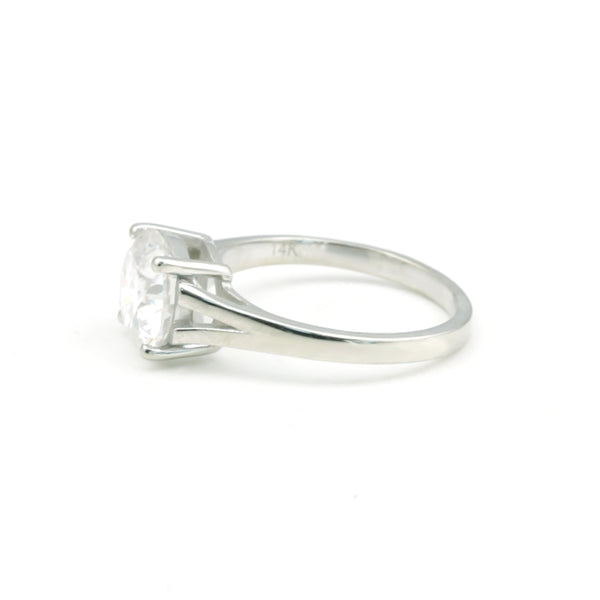 3 Ct Round Cut White Moissanite Solitaire Ring In Gold Vermeil Certified