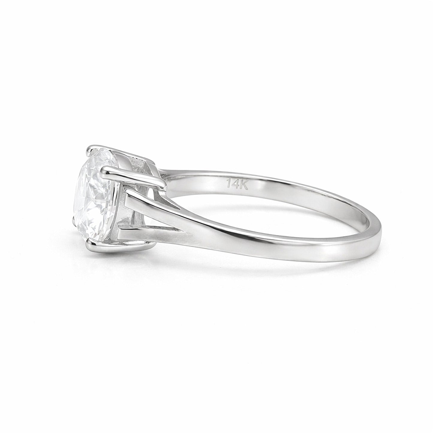3.4 carat lab-grown diamond ring worn on hand, refined engagement styling
