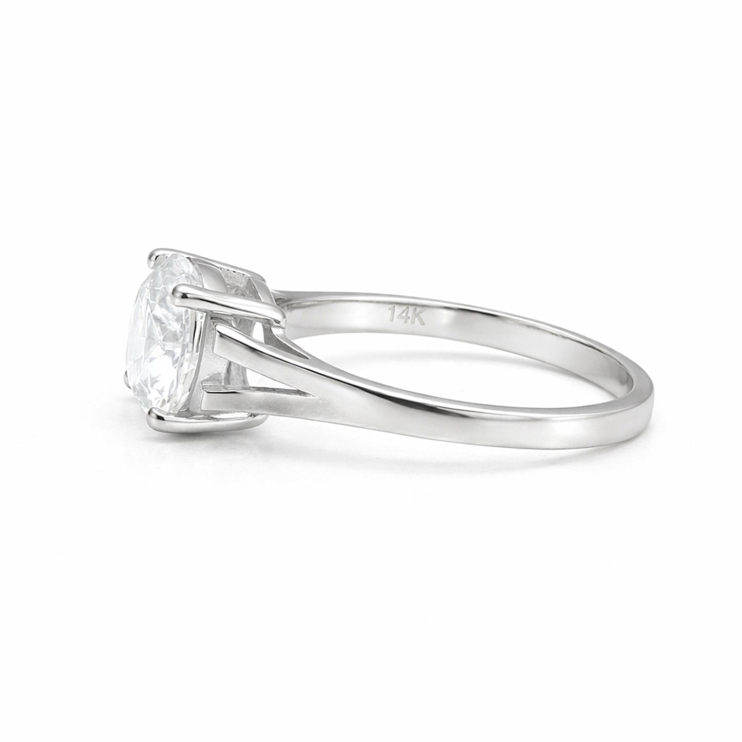 2.80 ct DEW Round Cut White Moissanite Solitaire Ring Certified 18K Gold Plated